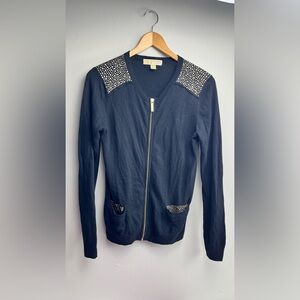 Michael Kors Gold Studded Zip Cardigan